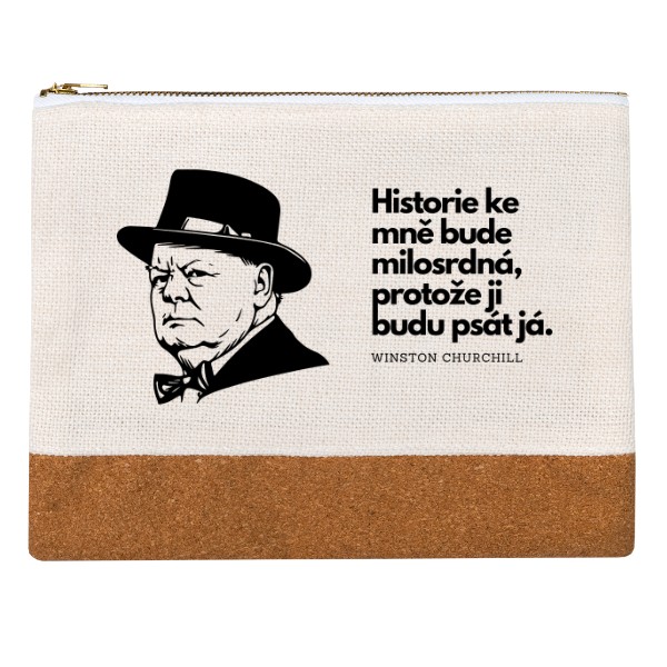 Penál lněný s potiskem Penál Churchill